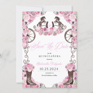 Invitation Western Pink Charro Sauvez La Date Quinceañera