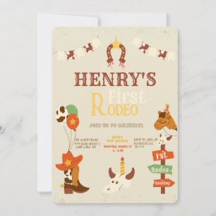 Invitation Western Premier anniversaire Rodeo Baby