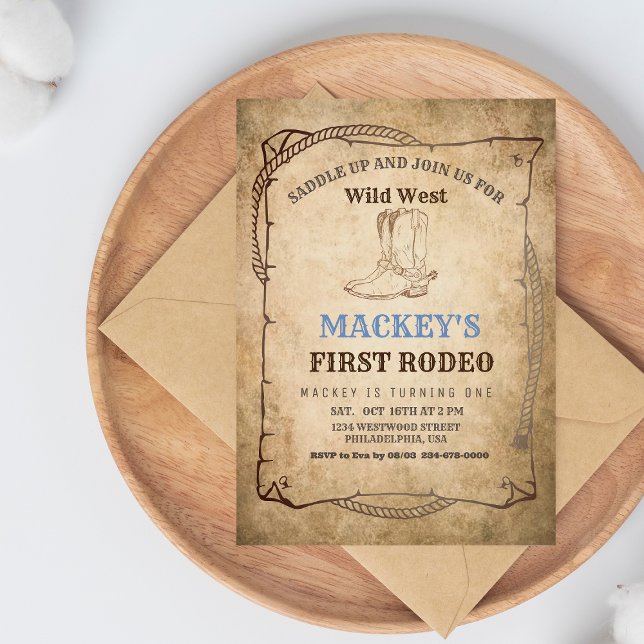 Invitation Western Premier Rodéo fête d'anniversaire (Créateur téléchargé)