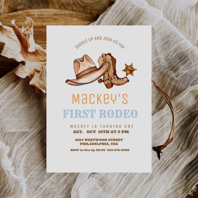 Invitation Western Premier Rodéo fête d'anniversaire garçon (Créateur téléchargé)