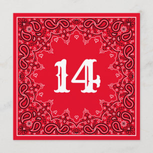 Invitation Western Red Bandana Carré Numéro de la table du Ma