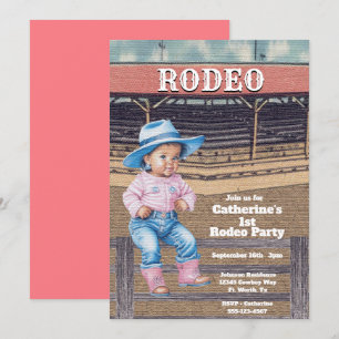 Invitation Western Rodeo Cowgirl 1er anniversaire