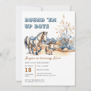 Invitation Western Round 'Em Up Boys Cowboy fête d'anniversai