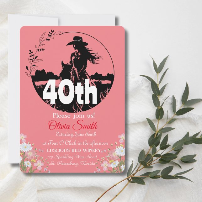 Invitation Western Rustic Country Fleur sauvage 40e anniversa (Créateur téléchargé)