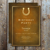 Western Rustic Horseshoe Brown Gold Anniversaire