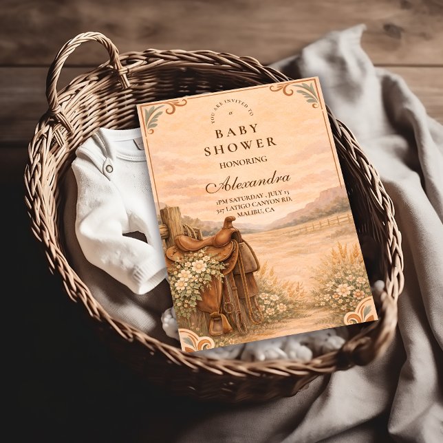 Invitation Western Saddle Wildflower Baby Shower (Créateur téléchargé)