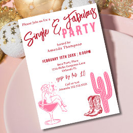 Invitation Western Single et Fabulous Galentine's Day Party