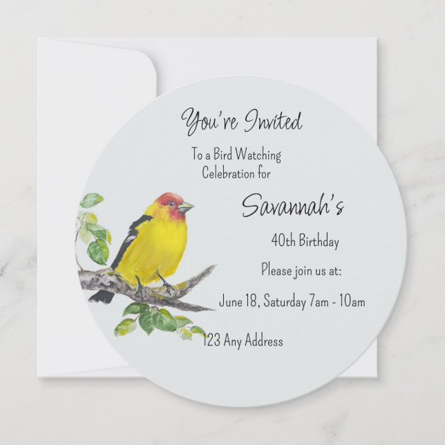 Invitation Western Tanager Bird Birdwatcher Birthday (Devant)