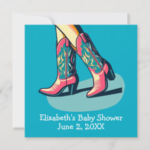 Invitation Western Thème Cowgirl Boots Baby shower