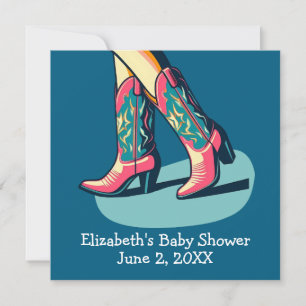 Invitation Western Thème Cowgirl Boots Baby shower