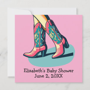 Invitation Western Thème Cowgirl Boots Baby shower