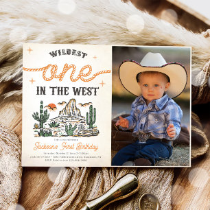 Invitation Western Vintage Desert Cowboy 1er Anniversaire Pho