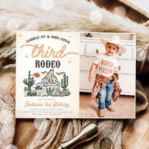 Invitation Western Vintage Desert Cowboy 3e anniversaire Phot