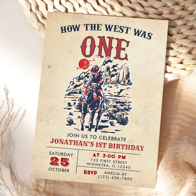 Invitation Western Vintage Desert Premier Rodéo 1er Anniversa (Créateur téléchargé)