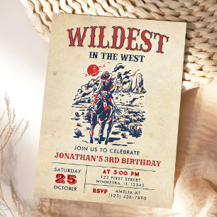 Invitation Western Vintage Desert Rodeo 3e anniversaire