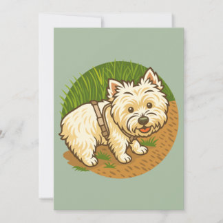 Invitation Westie heureux sur le sentier de la nature
