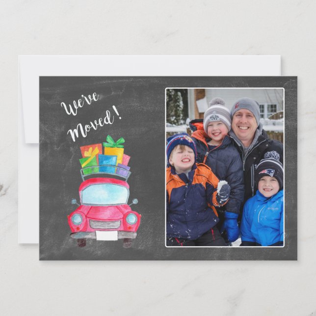 Invitation We've Moved watercolor Christmas Photo card (Devant)