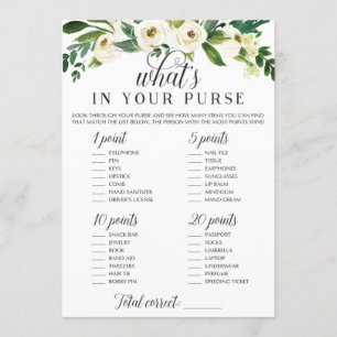 Invitation What's In Your Purse Game for Wedding shower