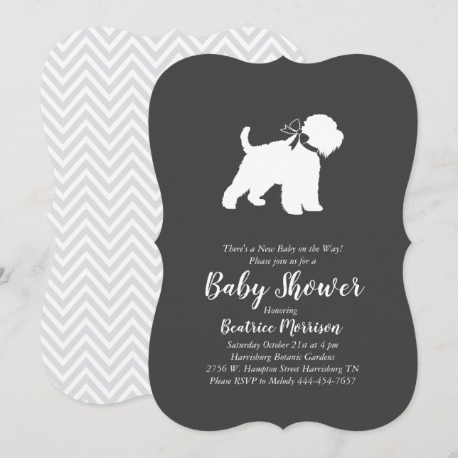 Invitation Wheaten Terrier Chien Baby shower genre neutre (Devant / Derrière)