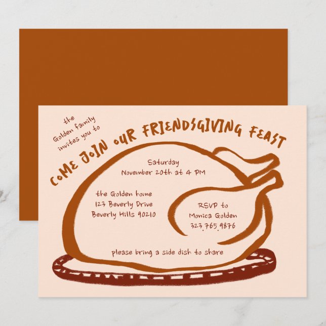 Invitation Whimsgiving Friendsgiving Dîner sur mesure (Devant / Derrière)