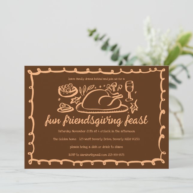 Invitation Whimsgiving Friendsgiving Dîner sur mesure (Debout devant)