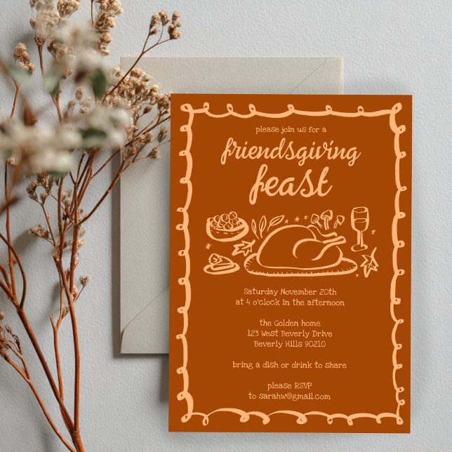 Invitation Whimsgiving Friendsgiving Dîner sur mesure (Whimsical Thanksgiving Friendsgiving Dinner Custom Party Invitation
)