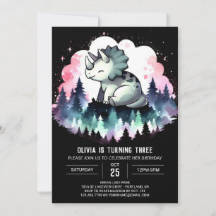 Invitation Whimsic Chic Triceratops Anniversaire