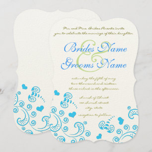 Invitation Whimsical Aqua Bumble Bee Swirl Mariage Inviter