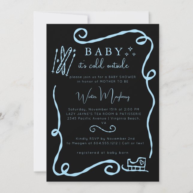 Invitation Whimsical Baby It's Cold Outside Baby shower (Devant)