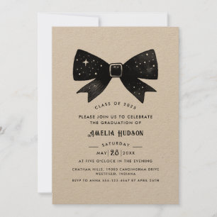 Invitation Whimsical Black Bow Kraft Paper Graduation Party