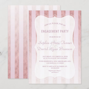 Invitation Whimsical Blush Rose Gold Stripes