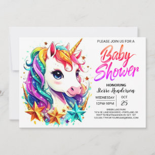Invitation Whimsical Bohemian Editable Unicorn Baby shower