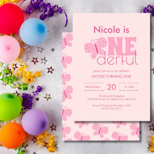Invitation Whimsical Boho Butterfly Retro 1er Anniversaire ro