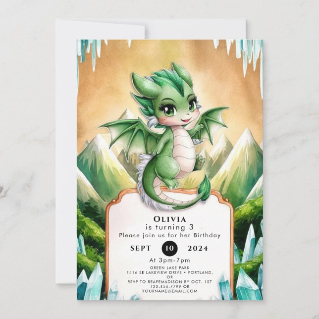 Invitation Whimsical Boho Dragon Anniversaire (Devant)