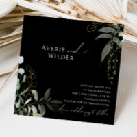 Whimsical Botanical Black and Gold Carré Mariage