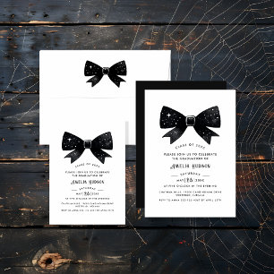 Invitation Whimsical Bow Black & White Graduation Party