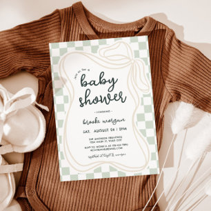 Invitation Whimsical Bow Preppy Baby shower neutre genre