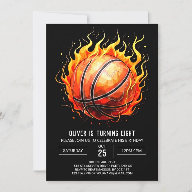 Invitation Whimsical Children's Basketball Anniversaire (Devant)