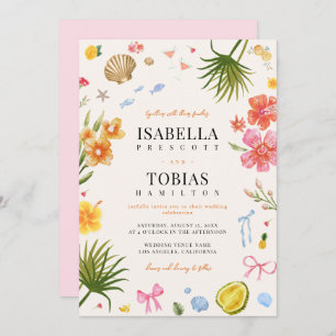 Invitation Whimsical Coloré amusant Tropical Palm Tree Mariag