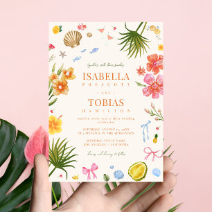 Invitation Whimsical Coloré amusant Tropical Palm Tree Mariag