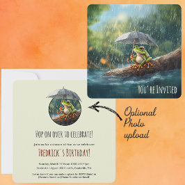 Invitation Whimsical Cottagecore Frog Anniversaire Photo Part