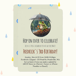 Invitation Whimsical Cottagecore Frog fête d'anniversaire