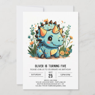 Invitation Whimsical Custom Dinosaur Boy Anniversaire