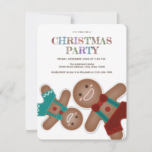 Invitation Whimsical Cute Gingerbread Cookies Noël Party