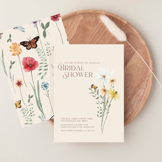 Invitation Whimsical Daisy Jaune Fête des mariées Fleur sauva (Whimsical Daisy Yellow Wildflowers Bridal Shower Invitation)