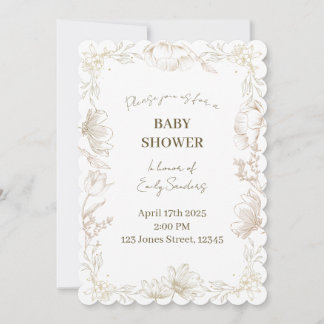 Invitation Whimsical Delft Floral Baby Shower | Gender Reveal