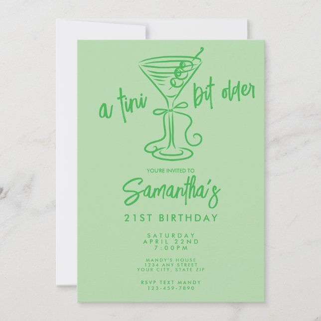 Invitation Whimsical Doodle A Tini Bit Older 21st Birthday (Devant)