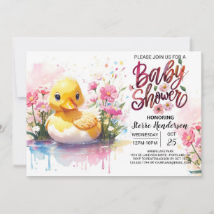 Invitation Whimsical Duckling Baby Bliss Douche