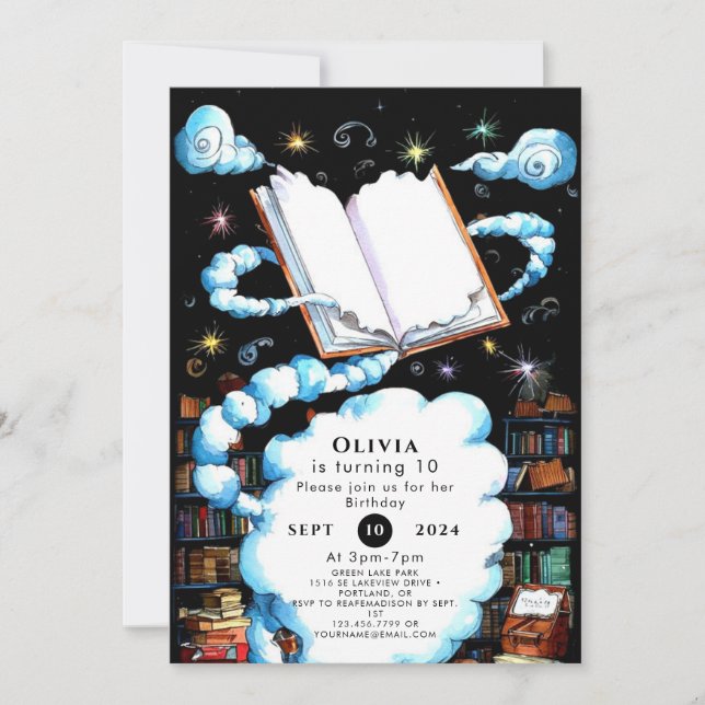 Invitation Whimsical Editable Magic Storybook Anniversaire (Devant)