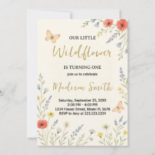 Invitation Whimsical Floral First Birthday